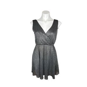 BANANA REPUBLIC Black & Silver Tinsel Sleeveless Mini Dress Size 2P